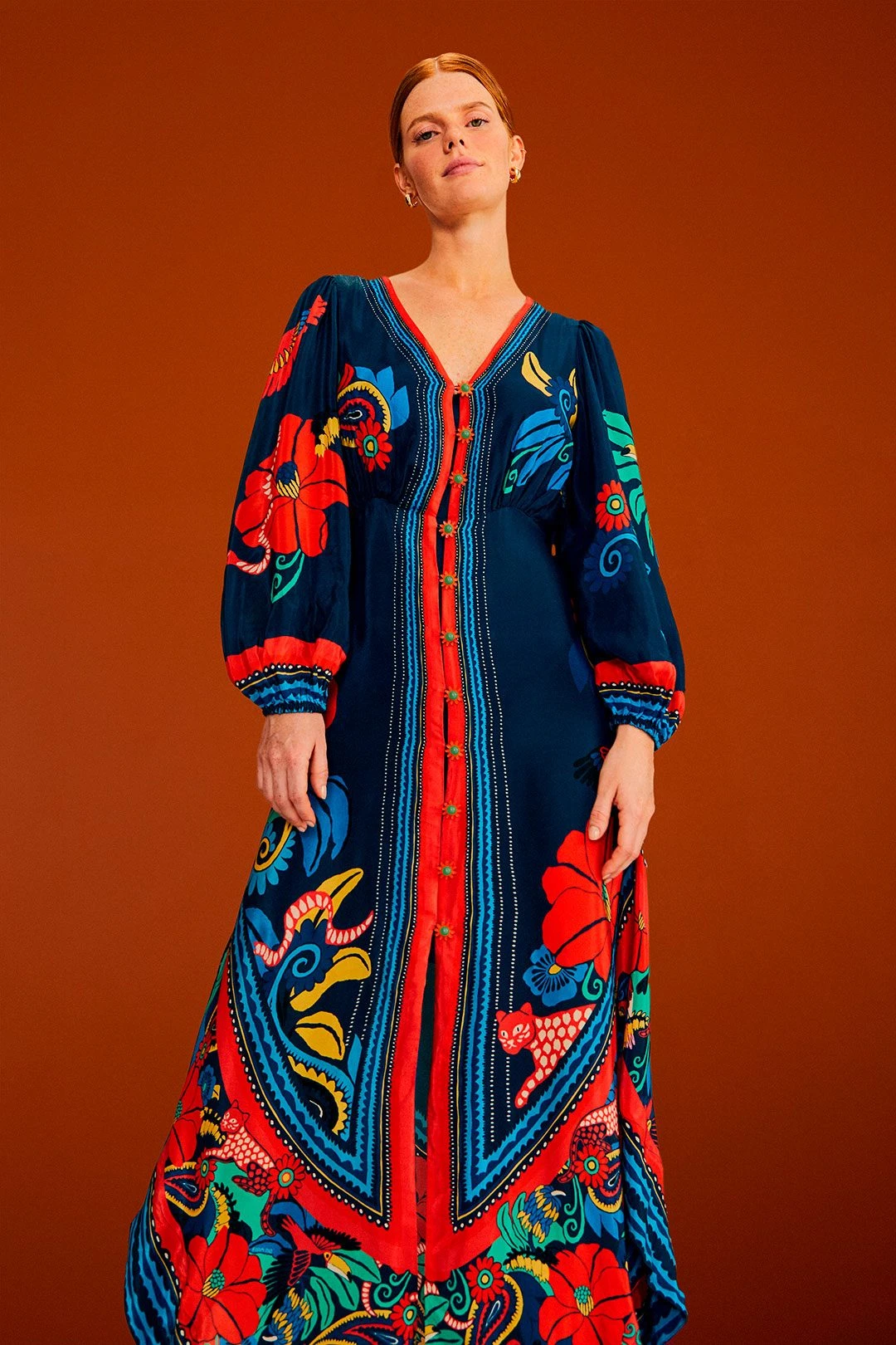 Farm Rio Blue Vintage Forest Midi Dress 3 Farm Rio Blue Vintage Forest Midi Dress