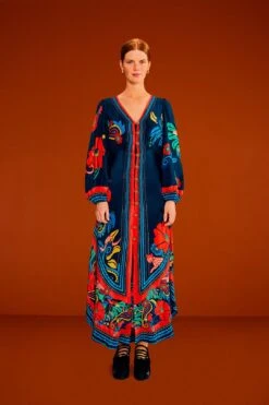 Farm Rio Blue Vintage Forest Midi Dress 11 Farm Rio Blue Vintage Forest Midi Dress -Farm Rio Fashion Store 304135 02 2