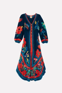 Farm Rio Blue Vintage Forest Midi Dress 13 Farm Rio Blue Vintage Forest Midi Dress -Farm Rio Fashion Store 304135 06