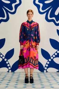 Farm Rio Graphic Scarves Lenzing™ Ecovero™ Viscose Midi Dress -Farm Rio Fashion Store 304157 02