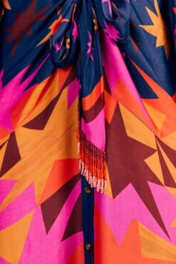 Farm Rio Graphic Scarves Lenzing™ Ecovero™ Viscose Midi Dress -Farm Rio Fashion Store 304157 05