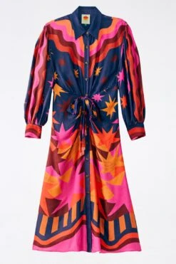 Farm Rio Graphic Scarves Lenzing™ Ecovero™ Viscose Midi Dress -Farm Rio Fashion Store 304157 06