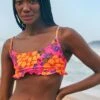 Farm Rio Pink Flowers Garden Bikini Top