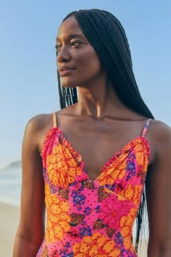 Farm Rio Pink Flowers Garden One Piece Swimsuit -Farm Rio Fashion Store 304286 03