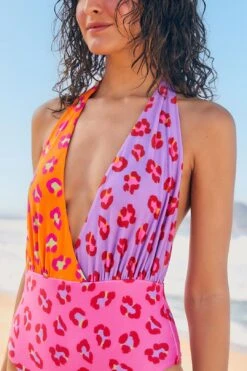 Farm Rio Maxi Leopard Patch Plunge One Piece Swimsuit -Farm Rio Fashion Store 304301 03