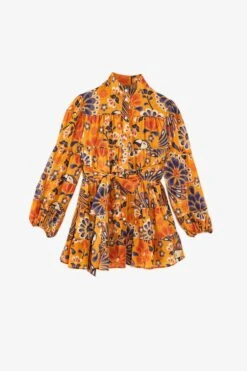 Farm Rio Yellow Pineapple Flowers Mini Dress -Farm Rio Fashion Store 304585 05