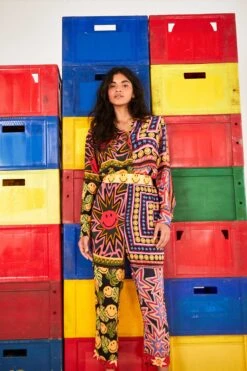 Farm Rio Patchwork Tapestry Smiley® Pants -Farm Rio Fashion Store 305163 05