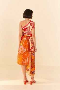 Farm Rio Forest Mixed Scarves Midi Dress -Farm Rio Fashion Store 305267 03