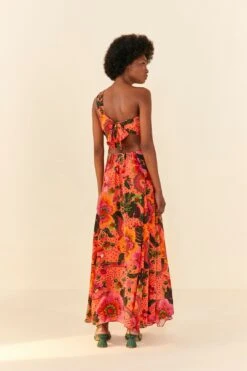 Orange Blooming Garden Maxi Dress -Farm Rio Fashion Store 305268 04