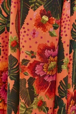 Orange Blooming Garden Maxi Dress -Farm Rio Fashion Store 305268 05