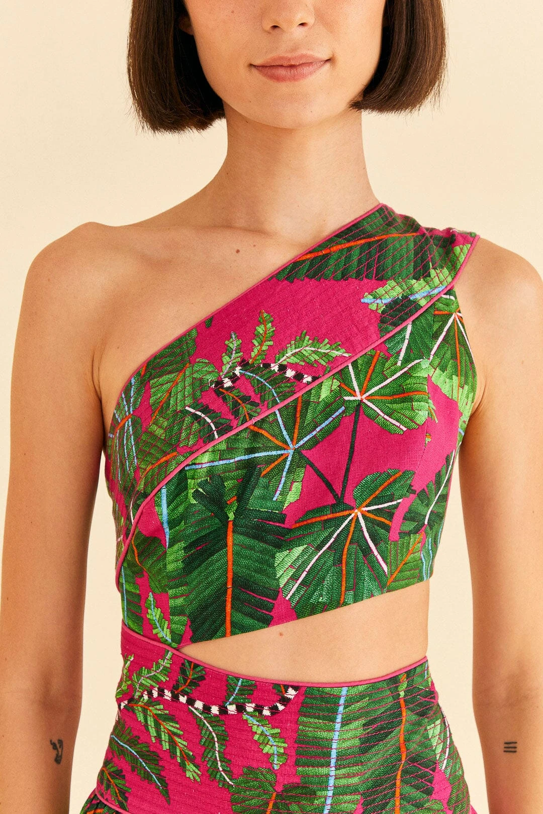 Farm Rio Pink Leaves Mini Dress 7 Farm Rio Pink Leaves Mini Dress - Image 5