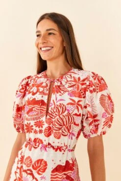 Farm Rio Off-White Rio Tiles Puff Sleeve Mini Dress -Farm Rio Fashion Store 305274 03