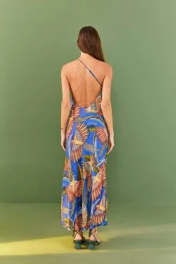 Farm Rio Blue Macaw Flight Lenzing™ Ecovero™ Viscose Midi Dress -Farm Rio Fashion Store 305297 03