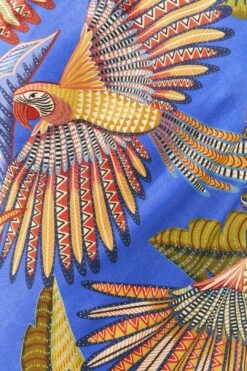 Farm Rio Blue Macaw Flight Lenzing™ Ecovero™ Viscose Midi Dress -Farm Rio Fashion Store 305297 04