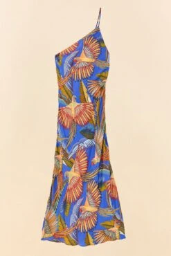 Farm Rio Blue Macaw Flight Lenzing™ Ecovero™ Viscose Midi Dress -Farm Rio Fashion Store 305297 06