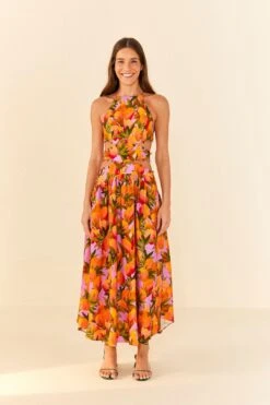Farm Rio Lilac Mango Macaws Midi Dress -Farm Rio Fashion Store 305347 04