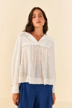 Farm Rio Off-White 3D Flowers Blouse