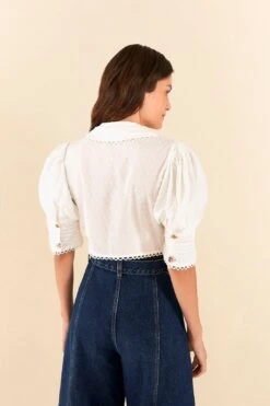 Farm Rio Off-White Cropped Blouse -Farm Rio Fashion Store 306077 04