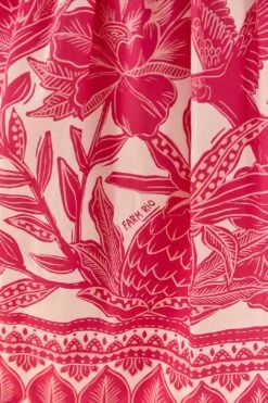 Farm Rio Pink Tropical Woodcut Maxi Dress -Farm Rio Fashion Store 306082 05