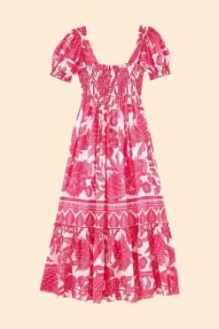 Farm Rio Pink Tropical Woodcut Maxi Dress -Farm Rio Fashion Store 306082 06