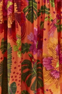 Farm Rio Orange Blooming Garden Midi Dress -Farm Rio Fashion Store 306092 05