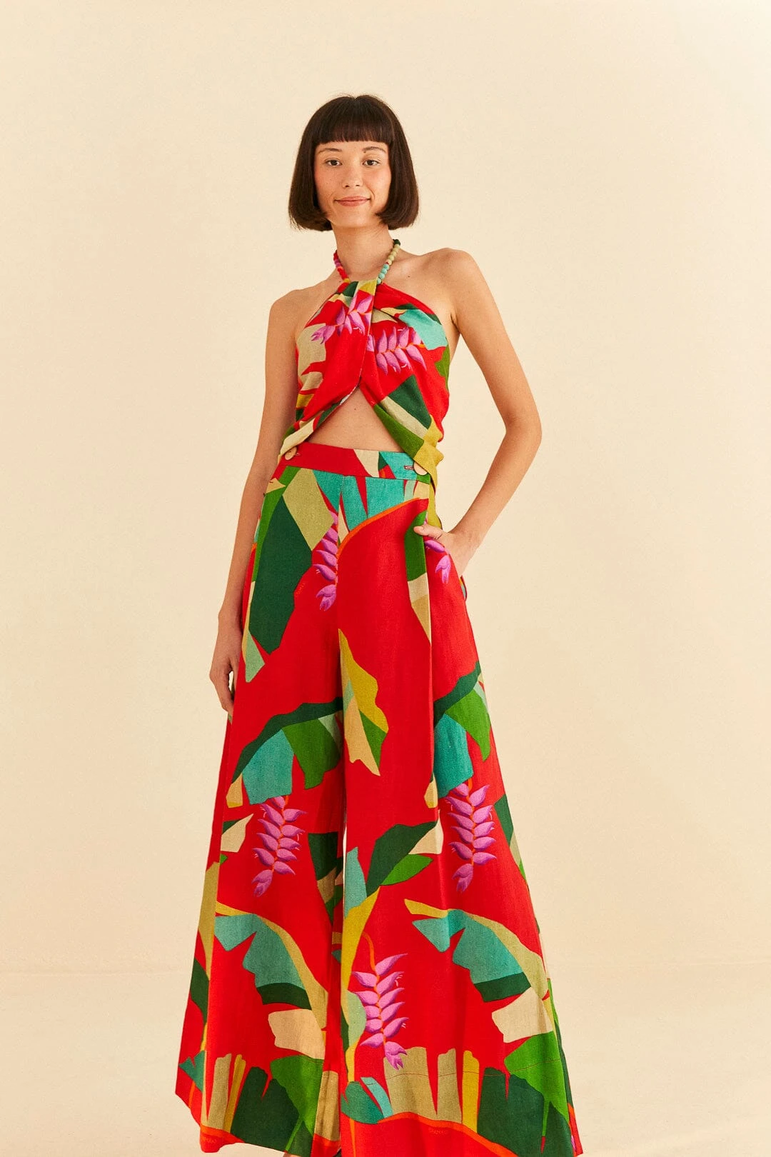 Farm Rio Red Heliconia Pants 3 Farm Rio Red Heliconia Pants