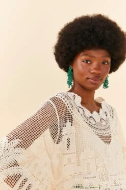 Farm Rio Off-White Morada Boa Guipire Blouse -Farm Rio Fashion Store 306104 03