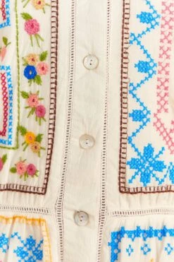 Farm Rio Grandma Gift Embroidered Midi Dress -Farm Rio Fashion Store 306112 05