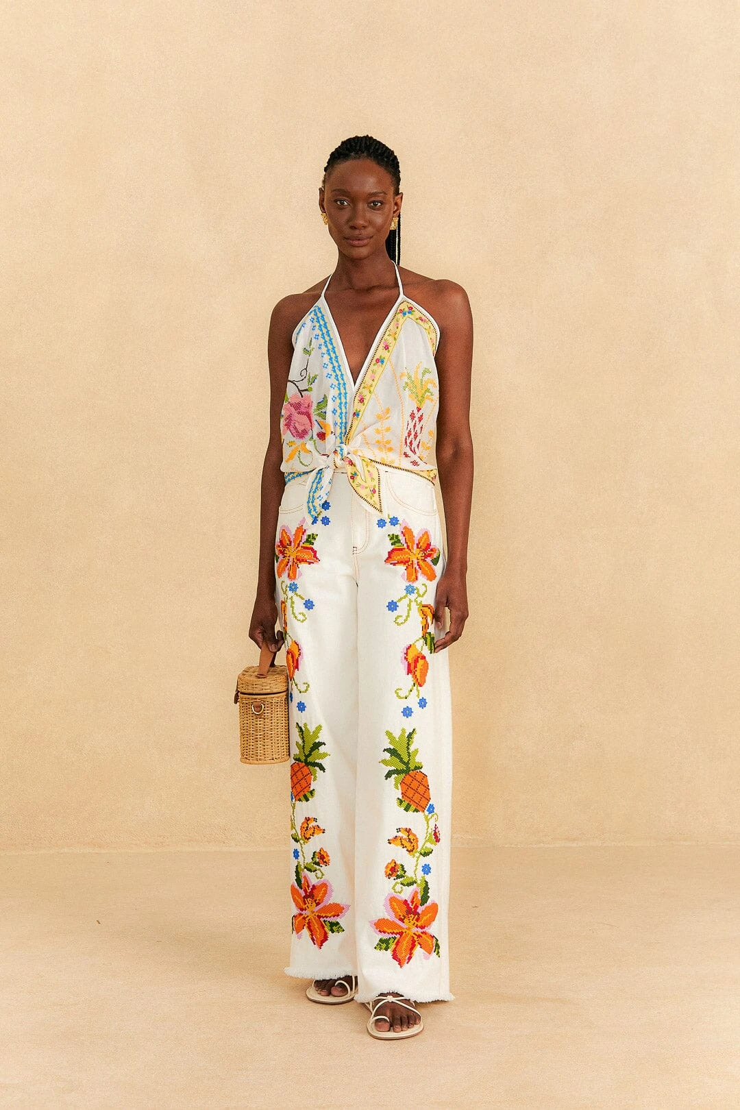 Farm Rio Grandma Gift Embroidered Halter Blouse 4 Farm Rio Grandma Gift Embroidered Halter Blouse - Image 2