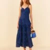 Deep Blue Palm Tree Richelieu Midi Dress -Farm Rio Fashion Store 306122 01
