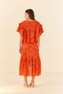 Farm Rio Orange Palm Tree Richelieu Blouse 11 Farm Rio Orange Palm Tree Richelieu Blouse -Farm Rio Fashion Store 306123 04