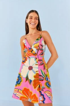 Farm Rio Pink Full Garden Mini Dress