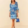 Farm Rio Blue Full Of Flowers Mini Dress -Farm Rio Fashion Store 306152 01