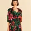 Farm Rio Black Blooming Garden Mini Dress -Farm Rio Fashion Store 306153 01
