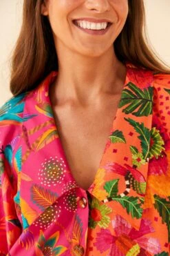 Farm Rio Mixed Warm Prints Organic Cotton Mini Dress -Farm Rio Fashion Store 306155 03