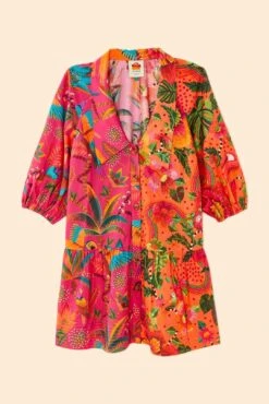 Farm Rio Mixed Warm Prints Organic Cotton Mini Dress -Farm Rio Fashion Store 306155 06