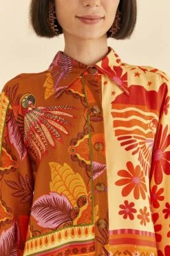 Farm Rio Forest Mixed Scarves Lenzing™ Ecovero™ Viscose Shirtdress 9 Farm Rio Forest Mixed Scarves Lenzing™ Ecovero™ Viscose Shirtdress -Farm Rio Fashion Store 306157 03