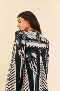 Farm Rio Black Macaw Elegance Long Sleeve Mini Dress -Farm Rio Fashion Store 306159 05