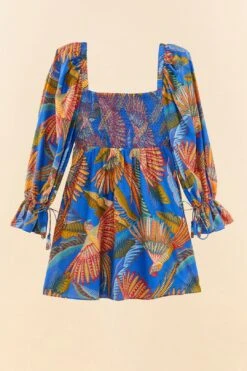 Farm Rio Blue Macaw Flight Mini Dress -Farm Rio Fashion Store 306161 06