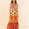 Farm Rio Mixed Warm Prints Organic Cotton Maxi Dress -Farm Rio Fashion Store 306170 04