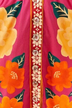 Farm Rio Pink Flower Tapestry Midi Dress -Farm Rio Fashion Store 306173 05