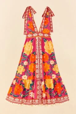 Farm Rio Pink Flower Tapestry Midi Dress -Farm Rio Fashion Store 306173 06