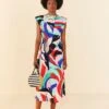 Farm Rio Colorful Monstera Organic Cotton T-Shirt Dress -Farm Rio Fashion Store 306175 01