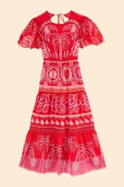 Farm Rio Red Summer Sunrise Midi Dress -Farm Rio Fashion Store 306178 06