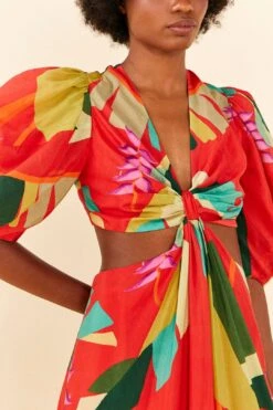 Farm Rio Red Heliconia Midi Dress -Farm Rio Fashion Store 306185 02