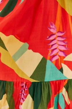 Farm Rio Red Heliconia Midi Dress -Farm Rio Fashion Store 306185 05