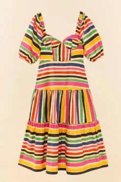 Farm Rio Rainbow Stripes Midi Dress -Farm Rio Fashion Store 306188 06