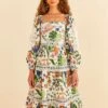 Farm Rio White Summer Garden Midi Dress 1 Farm Rio White Summer Garden Midi Dress -Farm Rio Fashion Store 306202 01