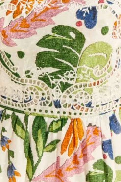 Farm Rio White Summer Garden Midi Dress -Farm Rio Fashion Store 306202 05