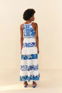 Farm Rio Mixed White And Blue Prints Maxi Dress 9 Farm Rio Mixed White And Blue Prints Maxi Dress -Farm Rio Fashion Store 306205 02